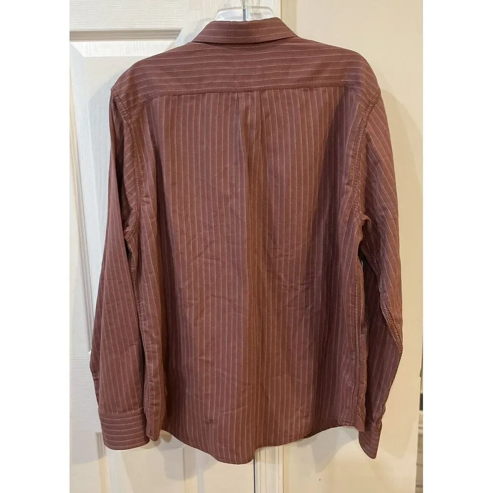 Tommy Bahama Island‎ Modern Fit Men's XL Brown Stripped Long Sleeve Button Shirt